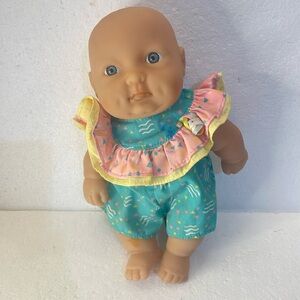Vintage baby doll realistic newborn life like chubby￼blue eyes green romper